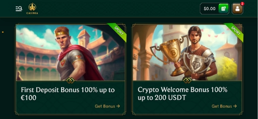 Casinia Online Casino: Crypto bonuses