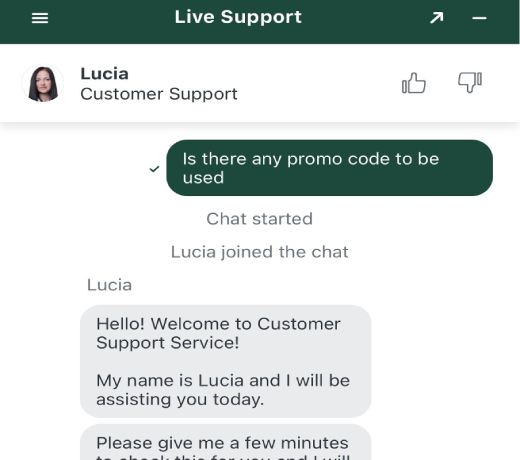 Casinia Online Casino: LIve support
