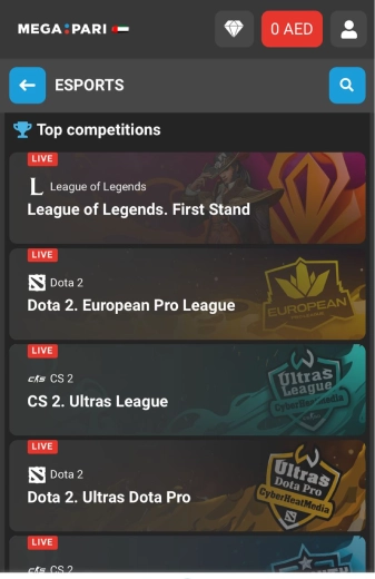 MegaPari Online Sportsbook: Esports markets