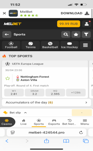 Melbet's betting markets