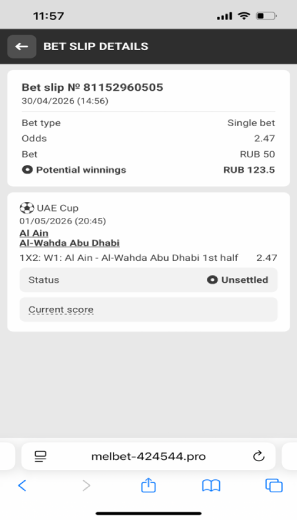 Melbet's bet slip